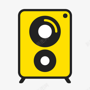 黄色手绘圆角音响元素图标图标