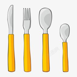 刀叉勺卡通手绘插图西餐餐具刀叉勺高清图片
