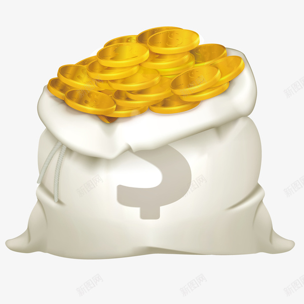 装满金币的袋子矢量图ai免抠素材_88icon https://88icon.com 矢量图 袋子 金币 金袋子 钱袋