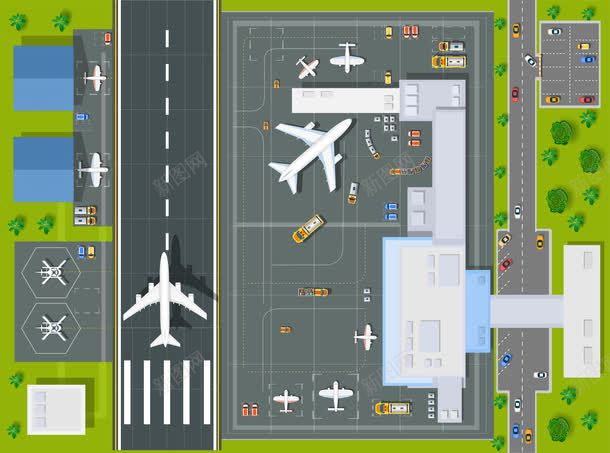 飞机场平面规划装饰png免抠素材_88icon https://88icon.com 卡通手绘 城市规划 城市规划图 建筑平面图 飞机场