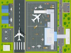 手绘城市规划飞机场平面规划装饰高清图片