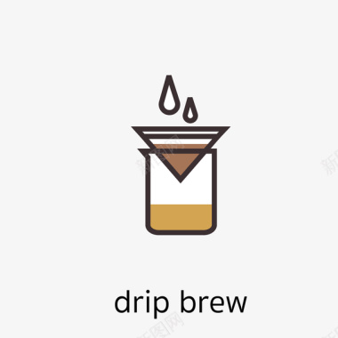 棕色包裹萃取咖啡的可爱图标图标
