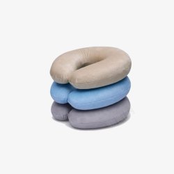 蓝灰色u型枕U型护颈枕组合高清图片