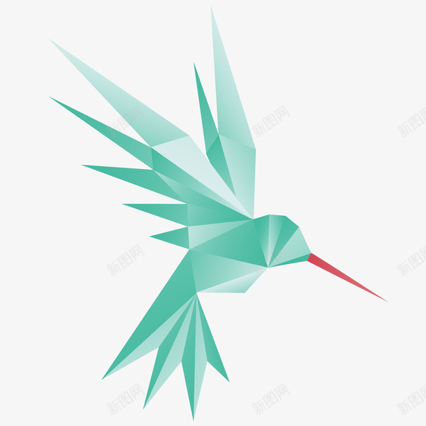 绿色折纸风蜂鸟插画png免抠素材_88icon https://88icon.com 3D 创意 折纸风格 绿色折纸风蜂鸟插画 飞翔 鸟类