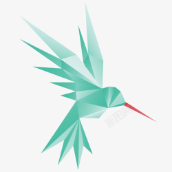 3D折纸风白鸽矢量插画绿色折纸风蜂鸟插画高清图片