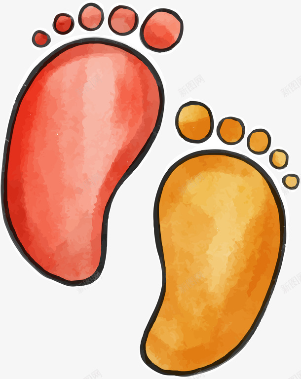 婴儿脚印png免抠素材_88icon https://88icon.com 儿童手绘 卡通 婴儿 新生儿脚印 水彩笔 矢量图案 脚丫 脚印