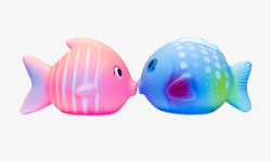 卡通粉色鳐鱼可爱的彩虹糖色亲嘴鱼高清图片