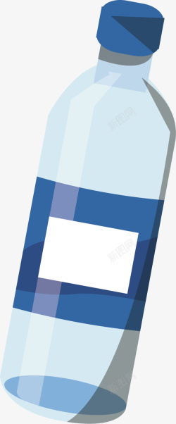 蓝色瓶盖透明的水瓶矢量图高清图片