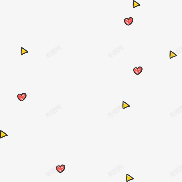 卡通手绘爱心和三角形装饰背景矢量图ai免抠素材_88icon https://88icon.com 三角形 卡通 手绘 海报背景 爱心 节日气氛 装饰背景 矢量图