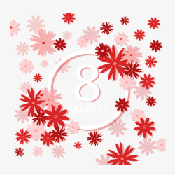 红色花朵三八妇女节素材