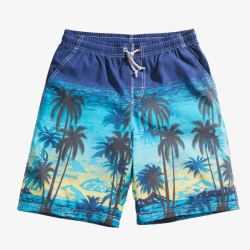 男海边度假短裤印花舒适沙滩裤高清图片