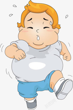 跑步运动的大肚腩小胖子素材