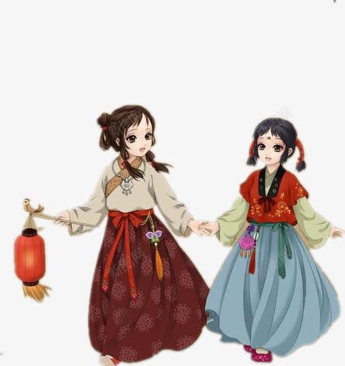 古风提着灯笼的姐妹png免抠素材_88icon https://88icon.com 古风 姐妹 灯笼
