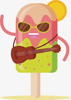 夏季手工冰激凌卡通可爱清凉冰淇淋矢量图高清图片