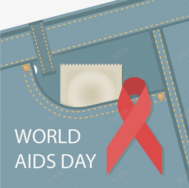 牛仔裤图案png免抠素材_88icon https://88icon.com 世界艾滋病日 红丝带 防护艾滋病