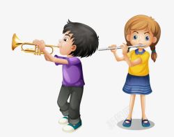 吹笛子的小女孩少儿才艺高清图片