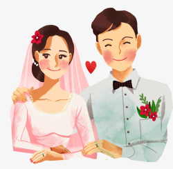 彩色水墨结婚婚姻元素素材