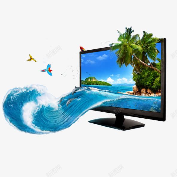 电脑冲浪png免抠素材_88icon https://88icon.com 创意广告素材 旅游装饰元素 海浪 海滩 电脑冲浪 蓝天白云树