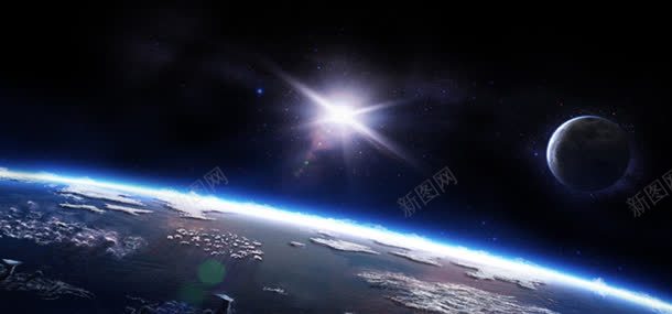 星空合成背景bannerjpg设计背景_88icon https://88icon.com 星空设计合成素材地球表面月球太阳宇宙