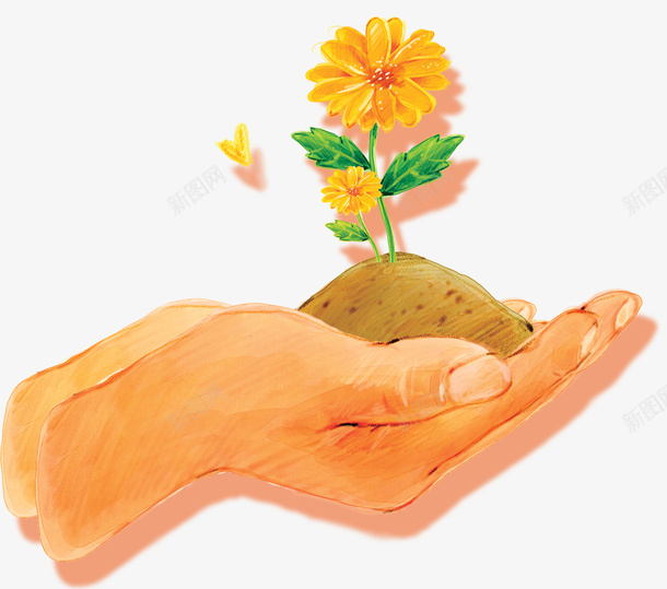卡通手掌茁壮成长的花朵png免抠素材_88icon https://88icon.com 免抠手掌 卡通 徒弟 手掌 橙色的花朵 茁壮成长的花朵
