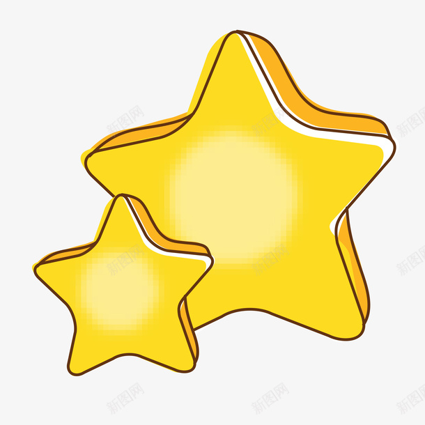 手绘卡通两颗黄色的立体星星png免抠素材_88icon https://88icon.com 两颗黄色的立体星星 儿童节装饰 动画 小星星 星星插画 装饰