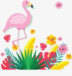 粉色花丛背景夏日花丛粉红火烈鸟高清图片