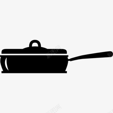 平盖的锅做饭的厨房工具从侧面图标图标