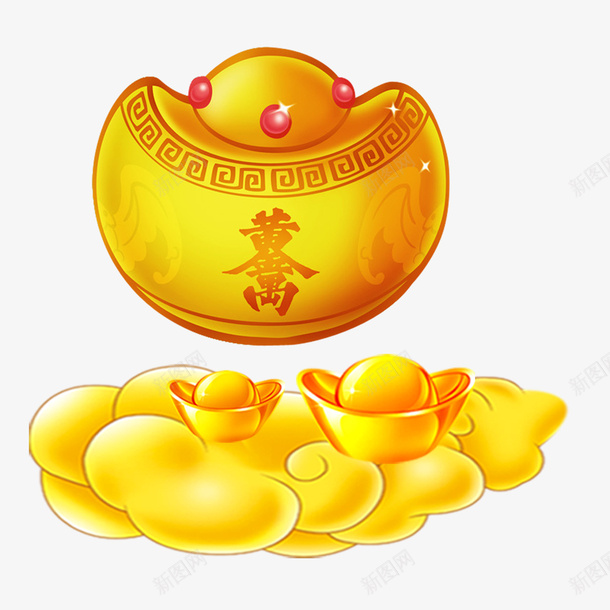 中国风金色元宝psd免抠素材_88icon https://88icon.com 中国风 元宝 发亮 金色