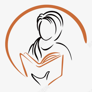 愤怒女生看书的女生书店logo图标图标