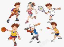 几何的网球运动员卡通运动员高清图片