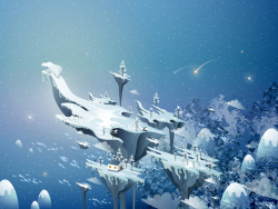 科技飘浮冰雪世界海报高清图片