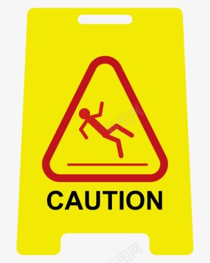 滑雪橇小心滑倒的警示牌图标图标