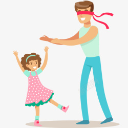 亲子游戏剪影父亲和女儿玩捉迷藏插画矢量图高清图片