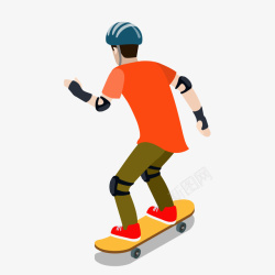 质感头盔背面男孩滑滑板矢量图高清图片