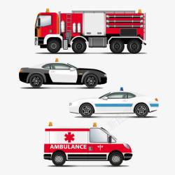 卡通警车免抠卡通手绘消防车警车和急救车高清图片