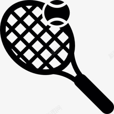 立体球网球拍和球图标图标