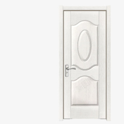 现代简约暖白浮雕实木平开门素材