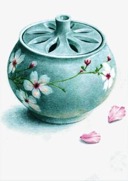 手绘罐子中国风器皿高清图片
