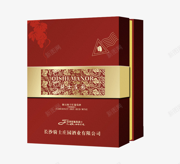 包装盒png免抠素材_88icon https://88icon.com 外包装 深红色 礼盒设计 立体感 红酒瓶 红酒礼品 红酒礼盒 长方体