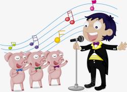 小猪听歌手唱歌素材