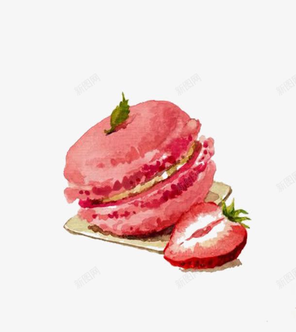 草莓马卡龙png免抠素材_88icon https://88icon.com 果酱 甜点 红色 草莓 酸甜 食物 马卡龙