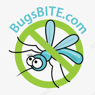 疾病专题卡通可爱的绿色清新禁止蚊子图标图标