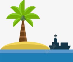 扁平化椰子树小岛扁平化图标高清图片