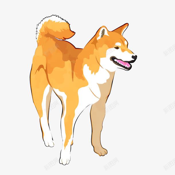 黄色手绘柴犬png免抠素材_88icon https://88icon.com 卡通小狗 卡通柴犬 宠物狗 背景装饰 黄色