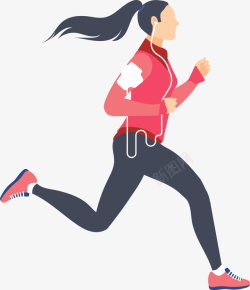 跑步女人卡通图马拉松听歌跑步的女人高清图片