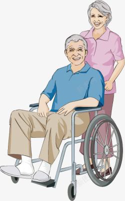 老年患者轮椅幸福的晚年高清图片