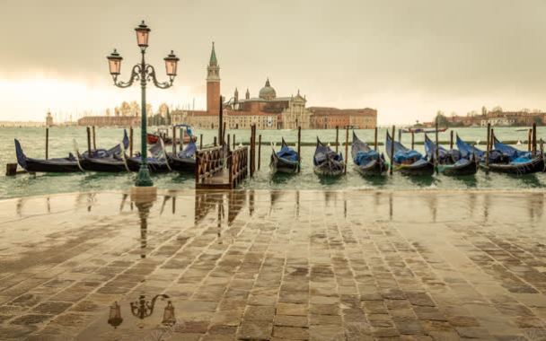 意大利威尼斯的码头背景