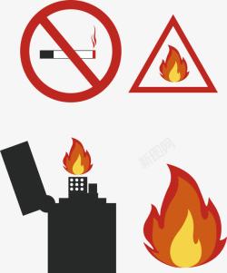 火焰标识禁止吸烟矢量图高清图片
