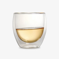 玻璃杯子短玻璃透明杯中清透绿茶高清图片