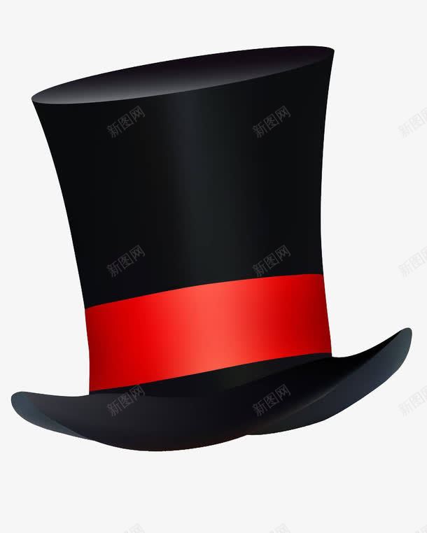 黑色帽子png免抠素材_88icon https://88icon.com 免抠素材 帽子 帽子素材 红丝带 高帽 魔术师 黑色